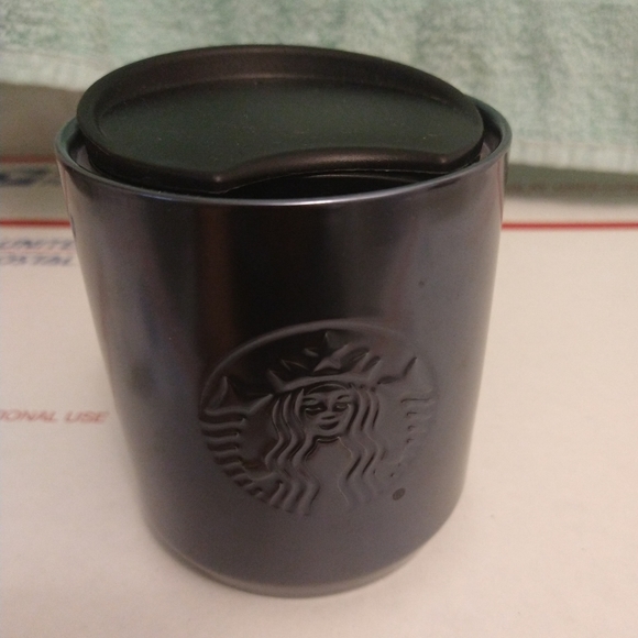 Starbucks Ceramic Double Wall Tumbler 8oz Iridescent Blue short mug Siren Logo - Picture 2 of 16